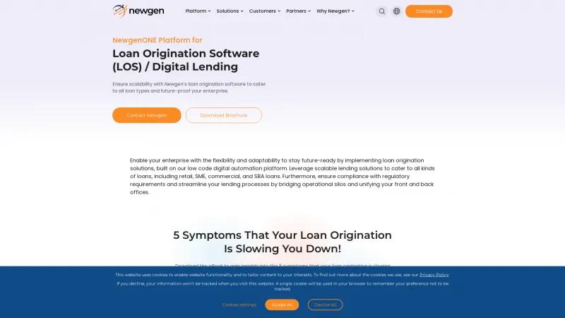 Homepage of Newgen Loan Origination