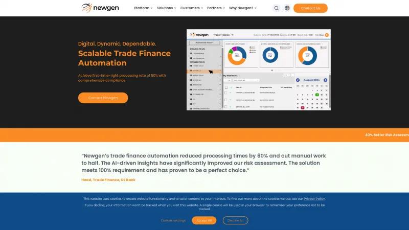 Homepage of Newgen Trade Finance