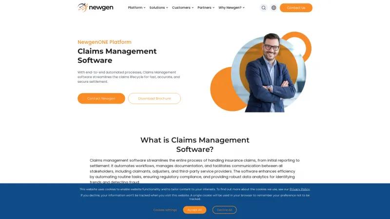 Homepage of Newgen Claims Processing