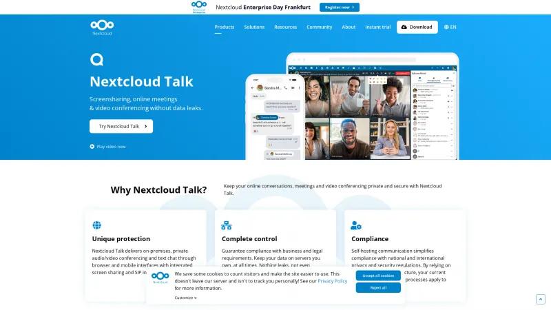 Homepage of Nextcloud Talk