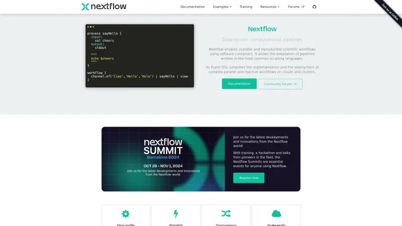 Homepage of Nextflow