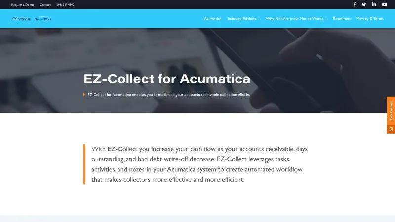 Homepage of EZ Collect for Acumatica