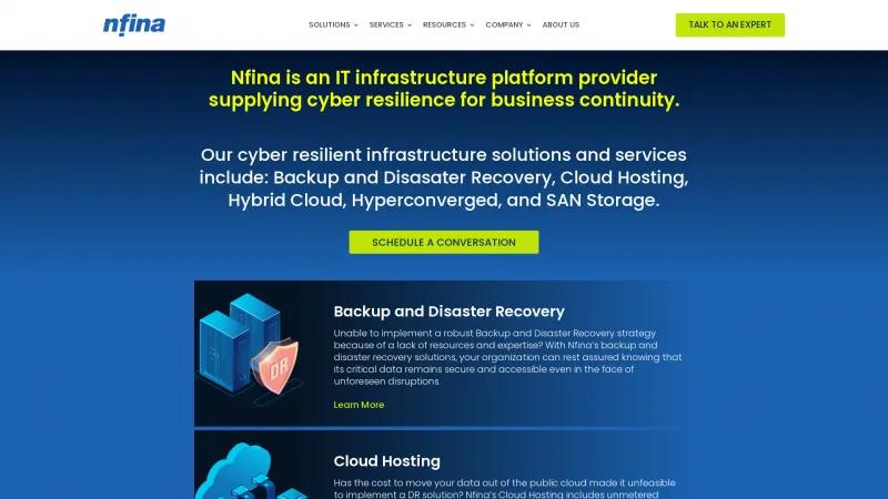 Homepage of Nfina Hybrid Cloud