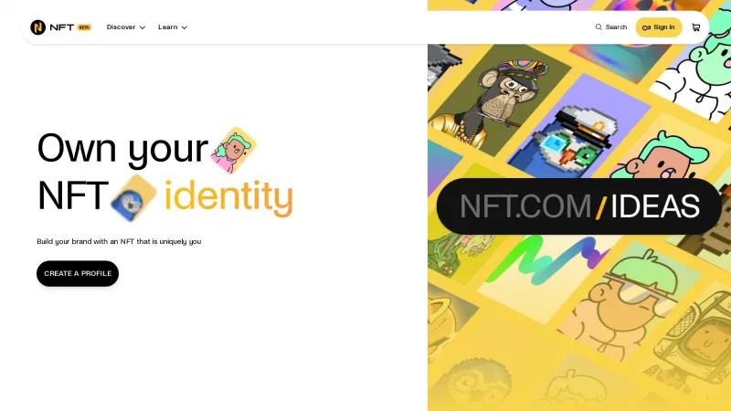 Homepage of NFT.com