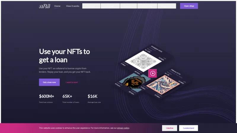 Homepage of NFTfi