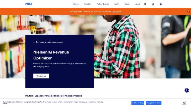 Homepage of NielsenIQ Revenue Optimizer