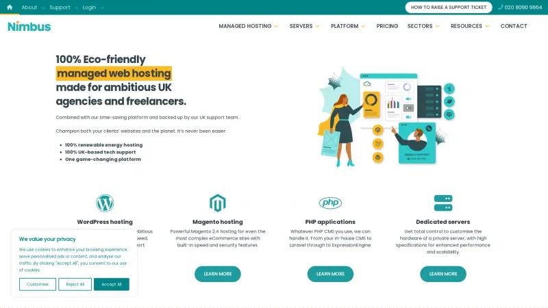 Homepage of Nimbus Hosting