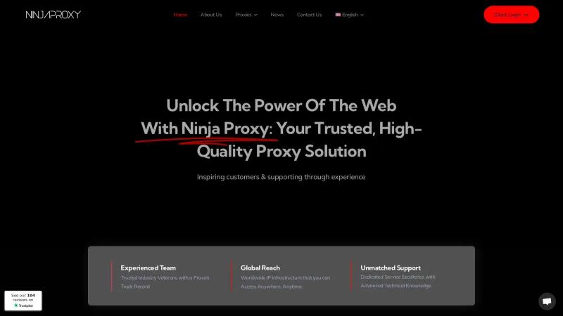 Homepage of NinjaProxy