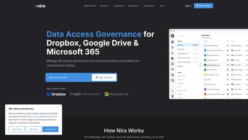 Homepage of Nira