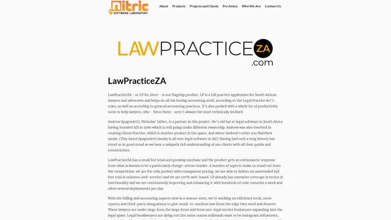 Homepage of LawPracticeZA