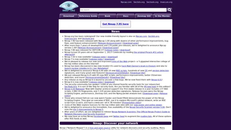 Homepage of Nmap