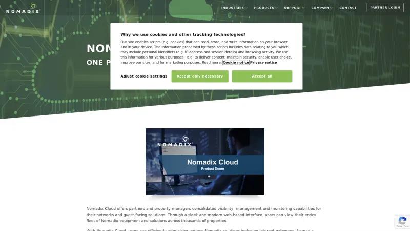 Homepage of Nomadix Cloud