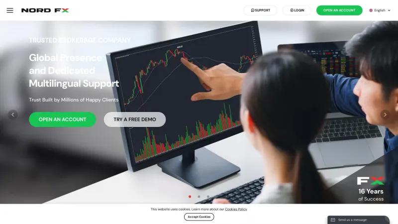 Homepage of NordFX