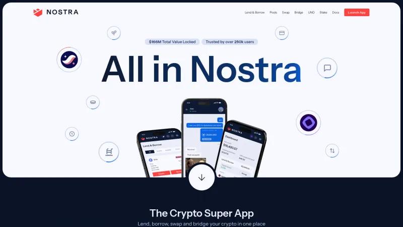 Homepage of Nostra Finance