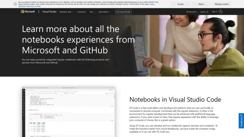 Homepage of Azure Notebooks