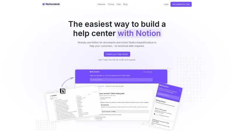 Homepage of Notiondesk