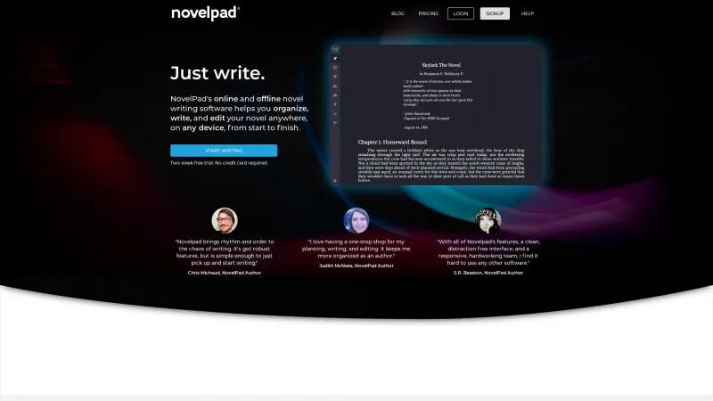 Homepage of NovelPad