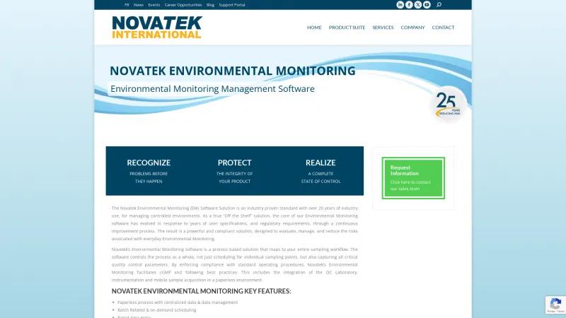 Homepage of Novatek Environmental Monitoring Software