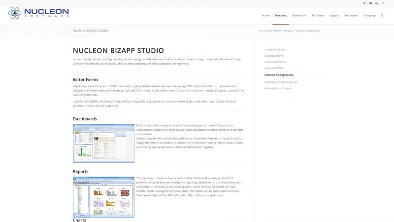 Homepage of Nucleon BizApp Studio