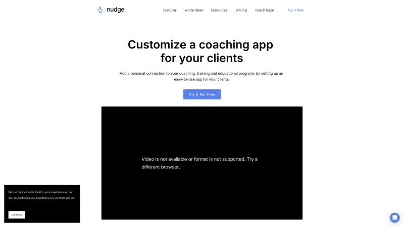 Homepage of Nudge Coach