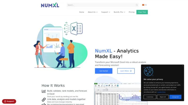 Homepage of NumXL