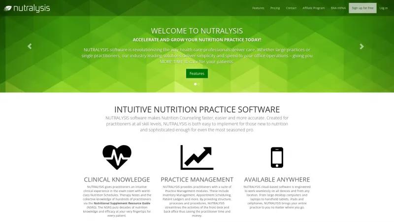 Homepage of NUTRALYSIS