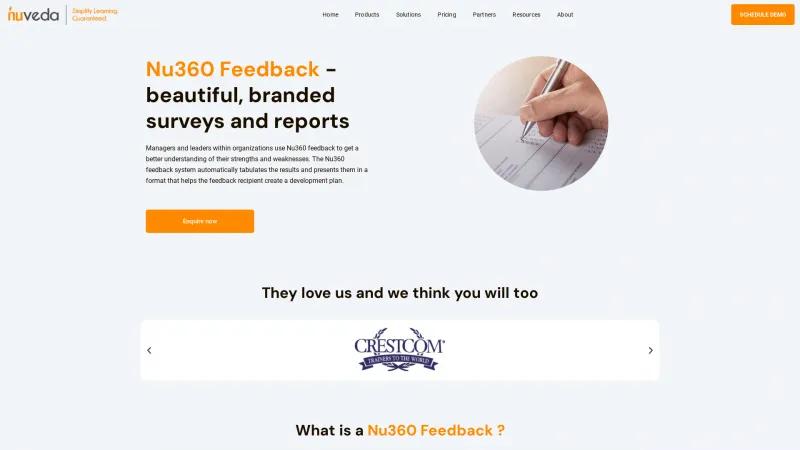 Homepage of Nu360 Feedback