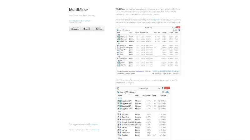 Homepage of MultiMiner