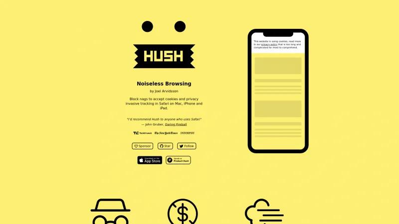 Homepage of Hush