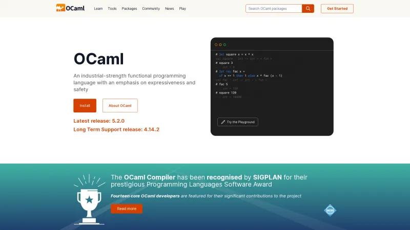 Homepage of OCaml