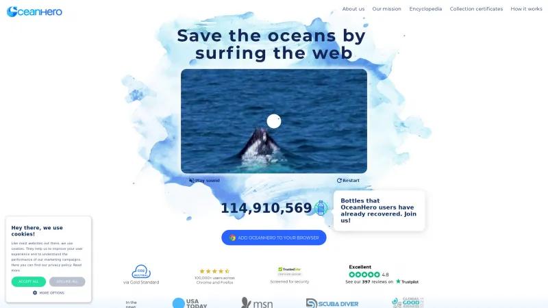 Homepage of OceanHero