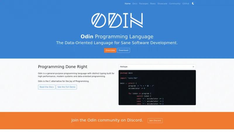 Homepage of Odin