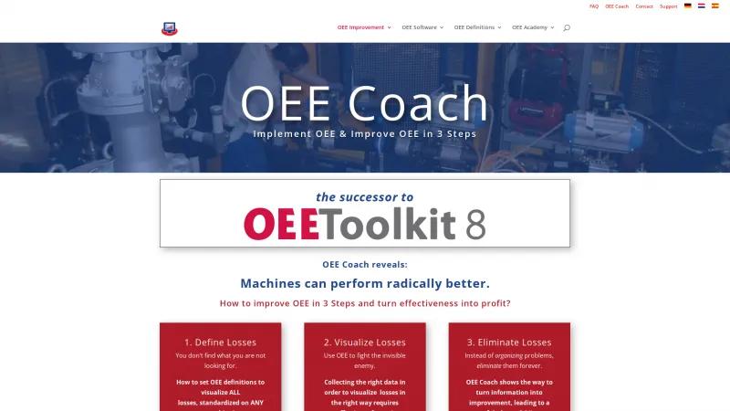 Homepage of DataLyzer OEE Coach