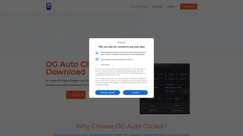 Homepage of OG Auto Clicker