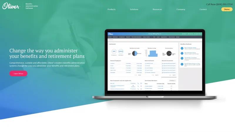 Homepage of Oliver Benefits Administration