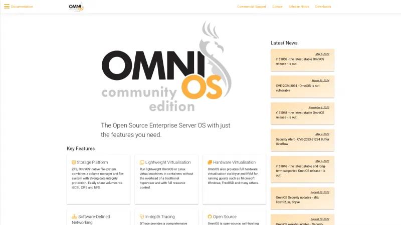 Homepage of OmniOS