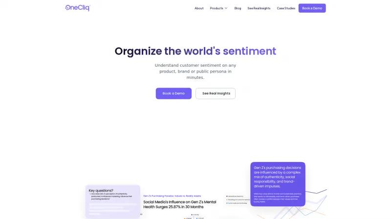 Homepage of OneCliq