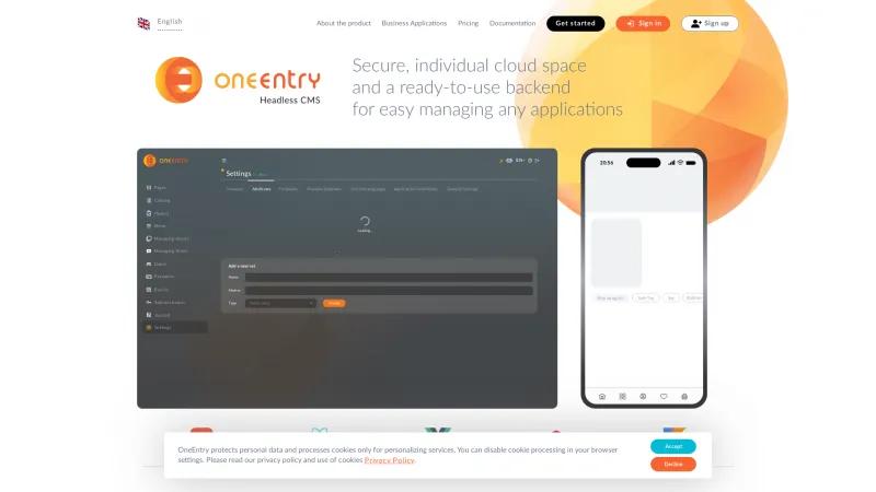 Homepage of OneEntry