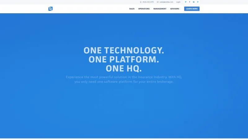 Homepage of OneHQ