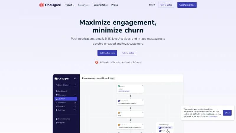 Homepage of OneSignal