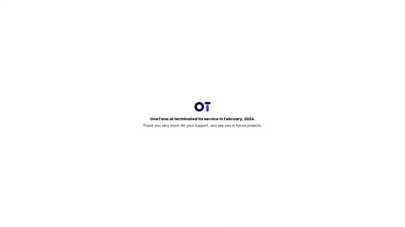 Homepage of OneTone.ai