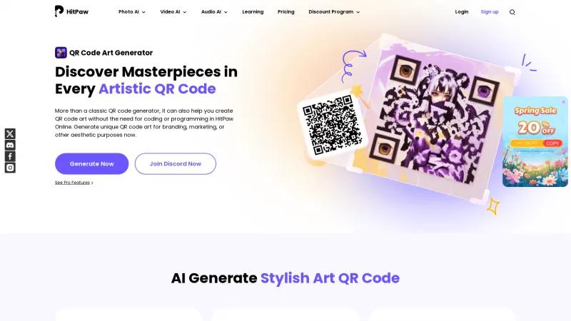 Homepage of HitPaw Online QR Code Art Generator