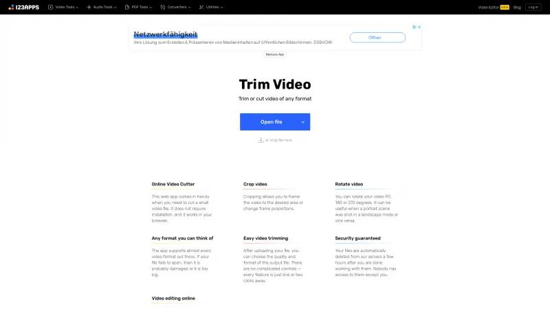 Homepage of Online Video Cutter