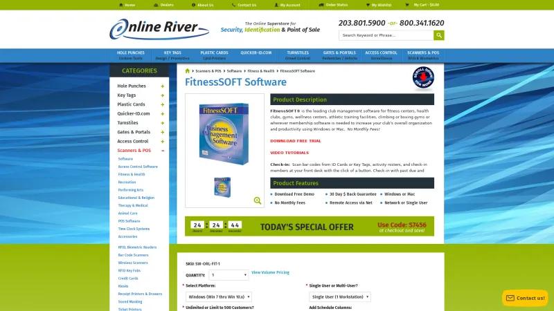 Homepage of FitnessSOFT