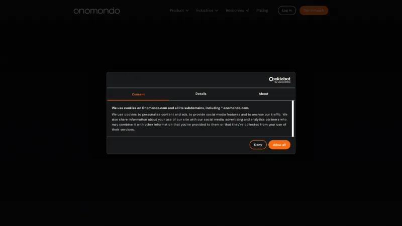 Homepage of Onomondo