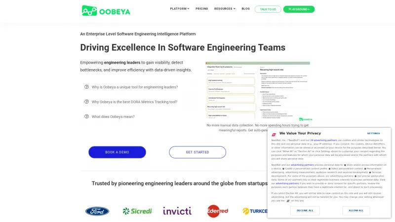 Homepage of Oobeya