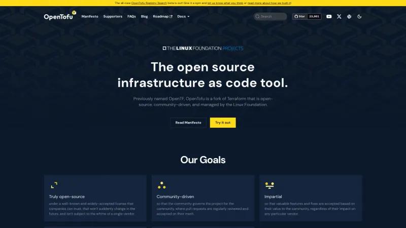 Homepage of OpenTofu