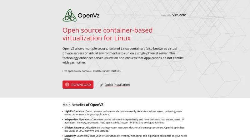 Homepage of OpenVZ