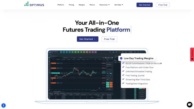 Homepage of Optimus Futures