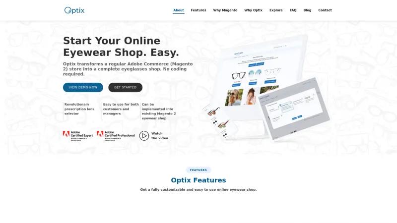 Homepage of Optix